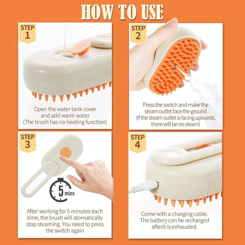 Rechargeable Pet Steam Comb - Effective Grooming Tool for Pets